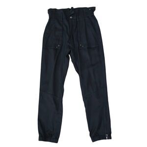 Pam & Gela Paperbag Pants Women's Small Black Ankle Zipper‎ Casual Jogger